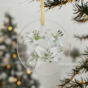 Lovely Lily Christmas Ornament for Lily Lover Gift Christmas Lily Ornament Lilies Window Hanging Lily Office Gift 3D Floral Christmas Tree